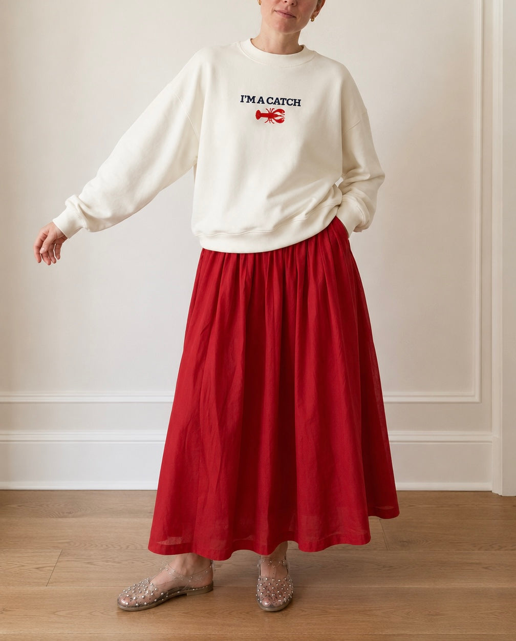 I'M A CATCH Embroidered Crew Neck